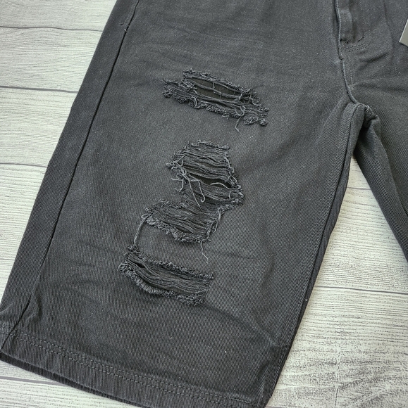 Plus Size Black Distressed Denim Shorts - Picture 5 of 16